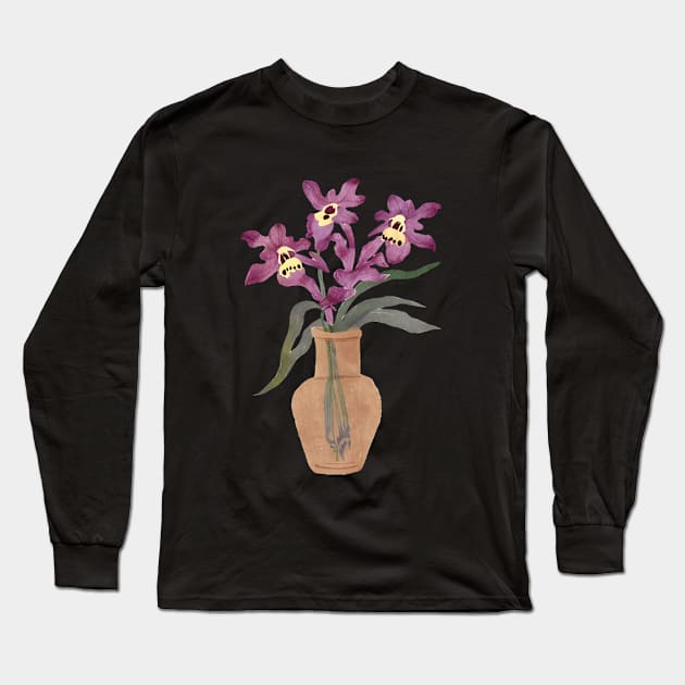 Cute Watercolor Western Australian Orchids Long Sleeve T-Shirt by FarmOfCuties